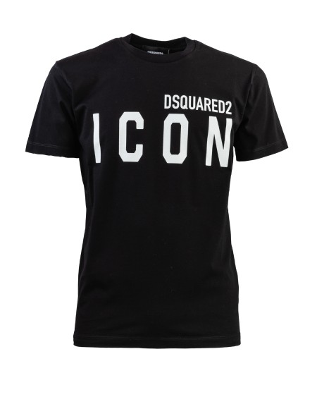 Shop DSQUARED2  T-shirt: Dsquared2 "Be Icon" t-shirt.
Crew neck T-shirt in cotton jersey.
Slim fit.
"DSQUARED2 ICON" lettering print on the front.
Composition: 100% Cotton.
Made in Italy.. GC0003 S23009-980